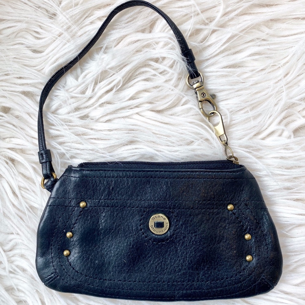 Stone Mountain Black Leather Wristlet